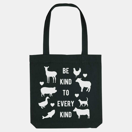 Be Kind To Every Kind Woven Tote Bag, Vegan Gift