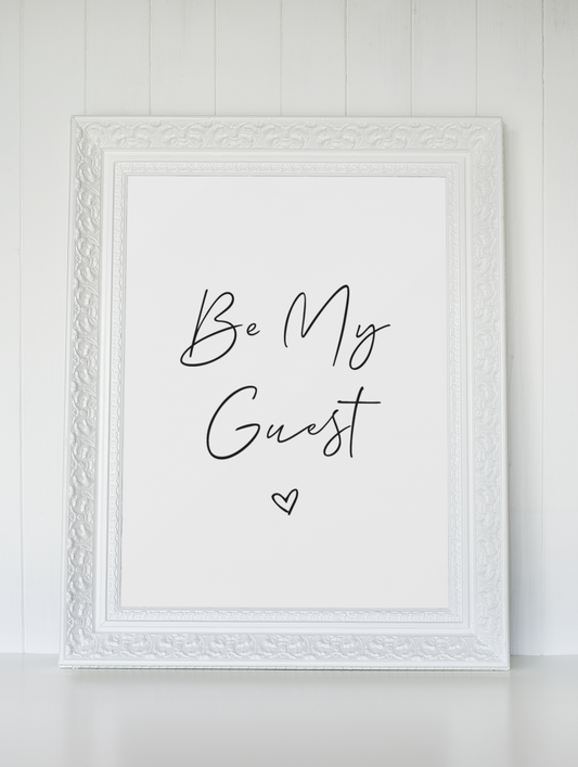 Be My Guest Heart Bedroom Guest Room Wall Decor Print