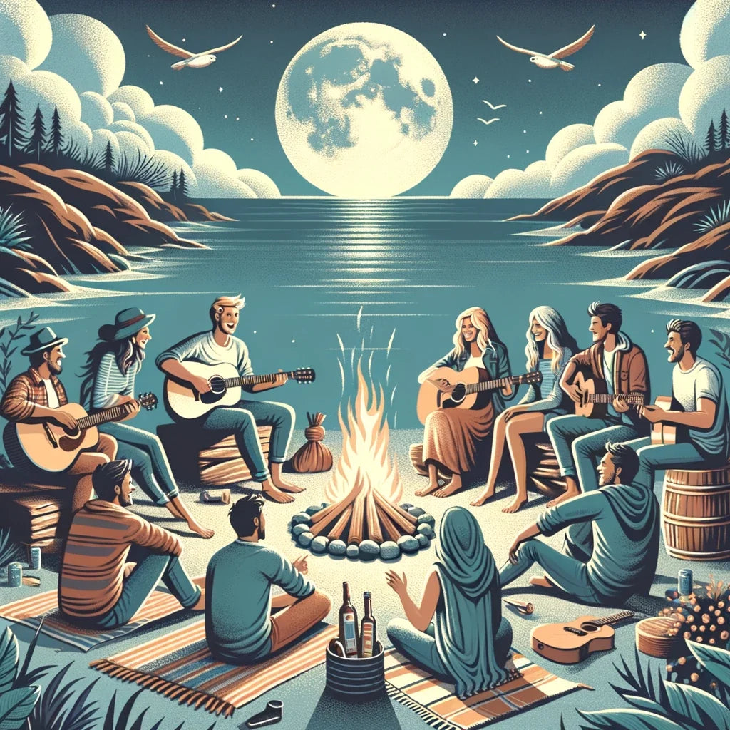 Beach Bonfire Rock Canvas