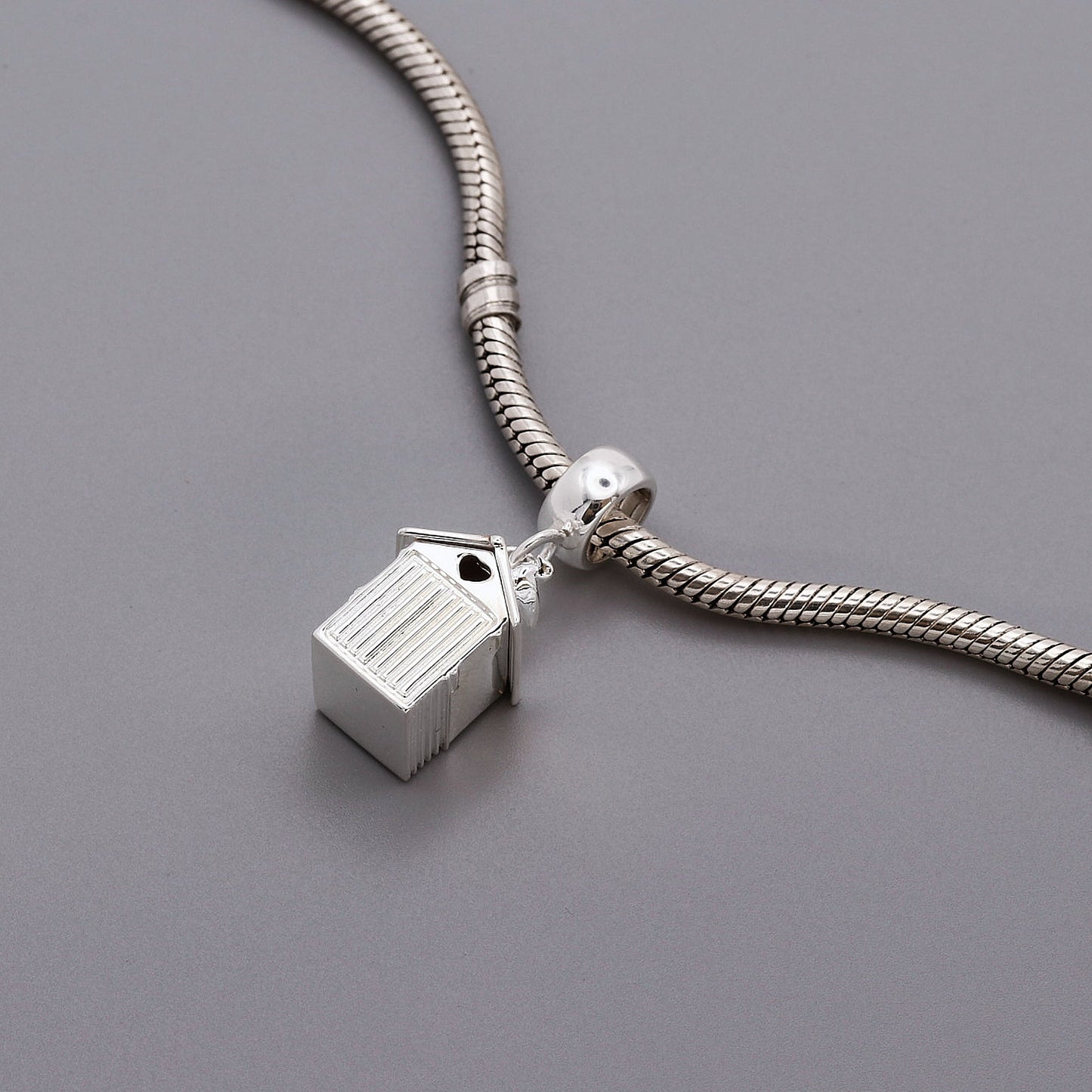 Beach Hut Personalised Silver Charm