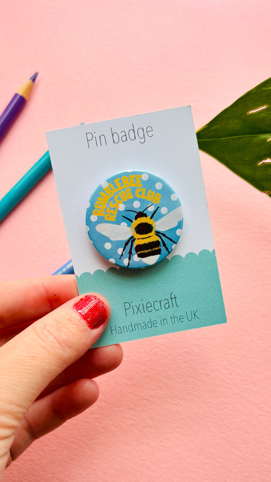 Bumblebee Rescue Club Badge or Magnet- Bee Gifts