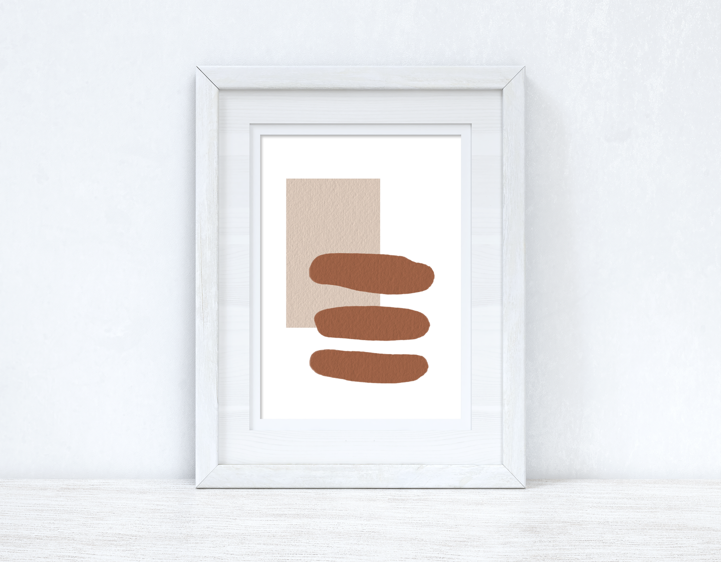 Beige & Terracotta Brown Abstract 1 Colour Shapes Home Wall Decor Print