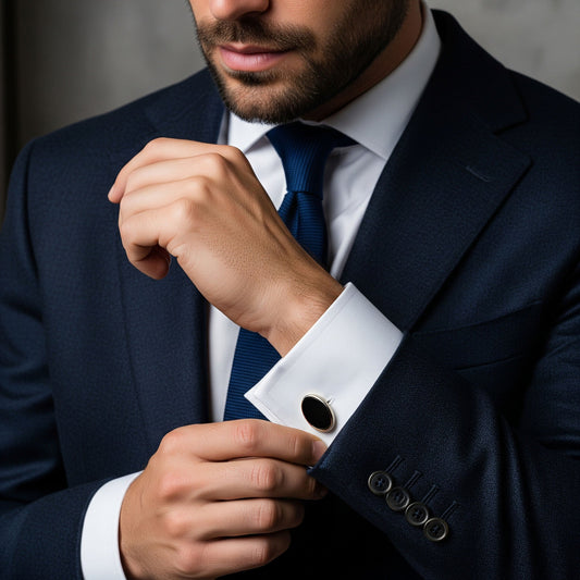 Onyx Oval Cufflinks In Silver