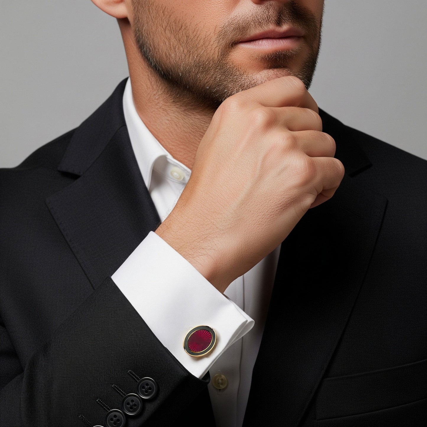 Sunburst Enamel Cufflinks In Wine