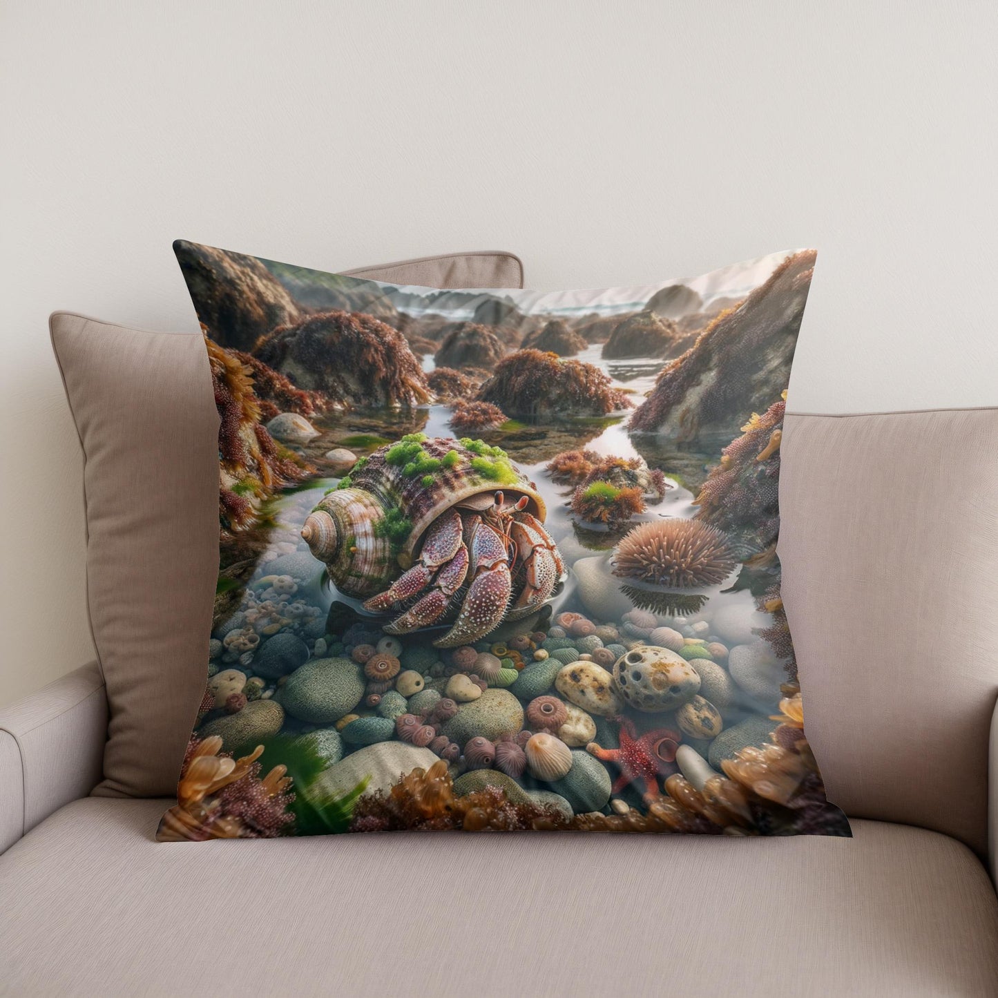 Tide Pool Hermit Crab Cotton Cushion