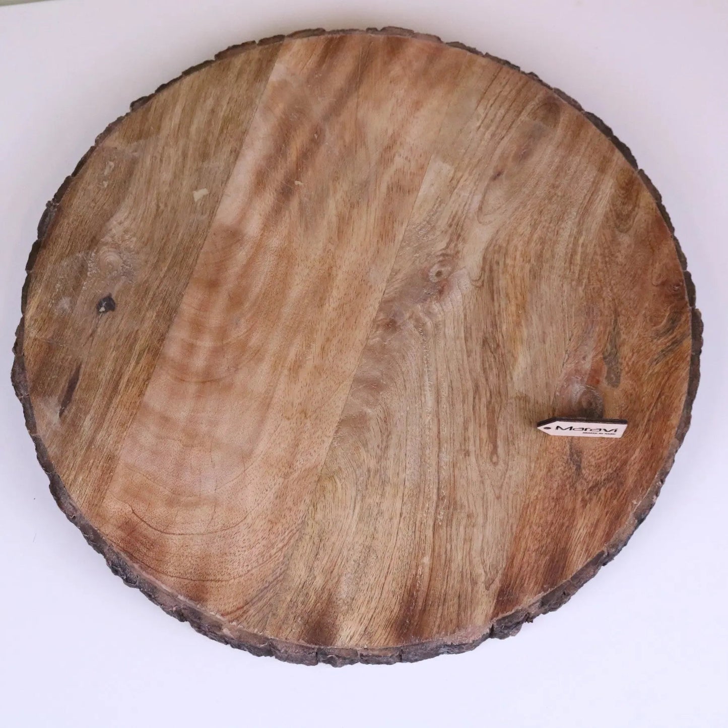 Bhimra Round Wooden Chopping Board Bark Edge 42cm