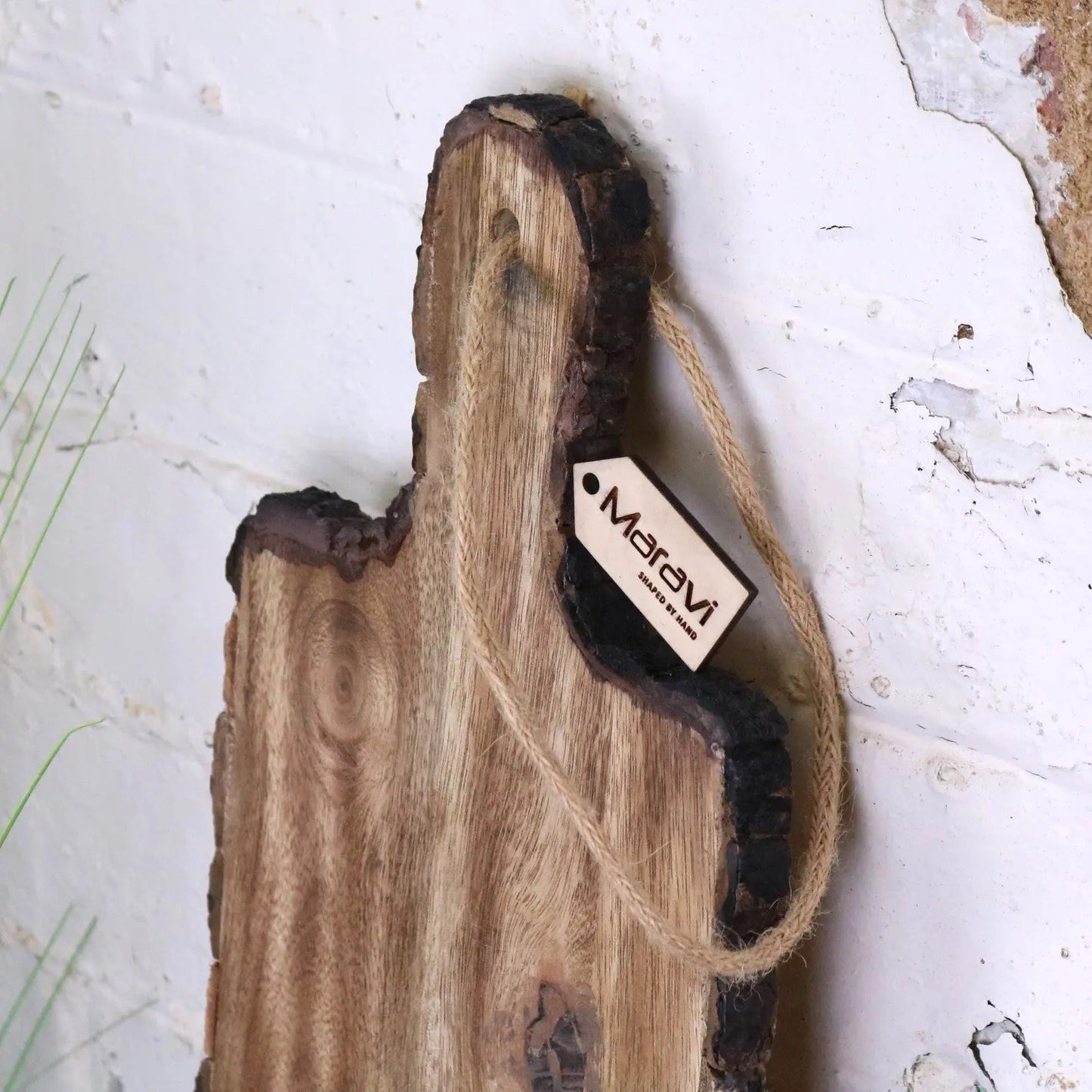 Bhimra Wooden Long Serving Board 101cm Bark Edge