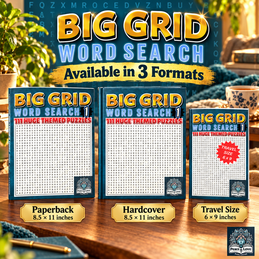 BIG GRID Word Search - 111 HUGE Themed Puzzles