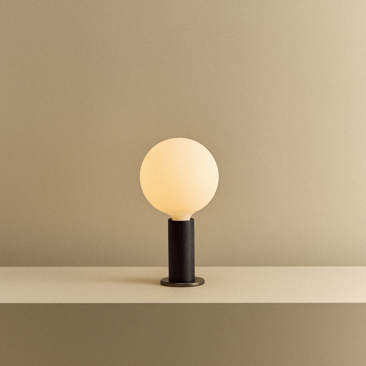 Knuckle Table Lamp in Blackened Oak + Sphere IV