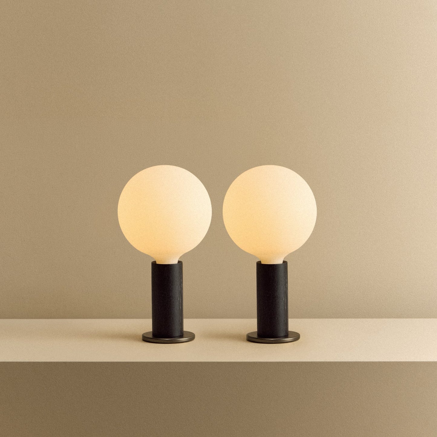 Knuckle Table Lamp in Blackened Oak + Sphere IV Set