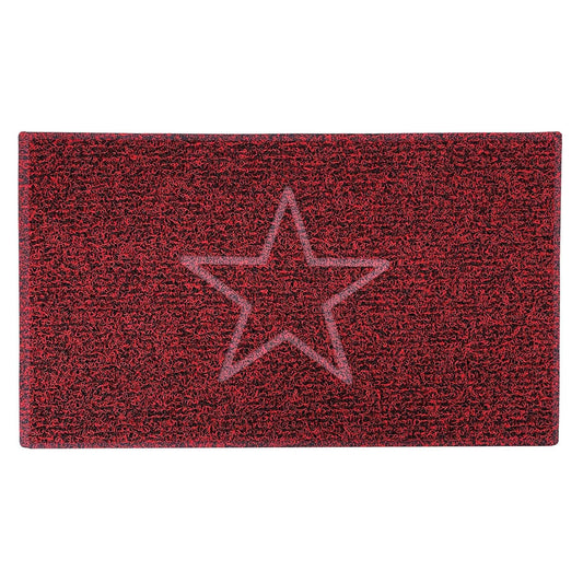 Embossed Star Spaghetti Door Mat - Red & Black