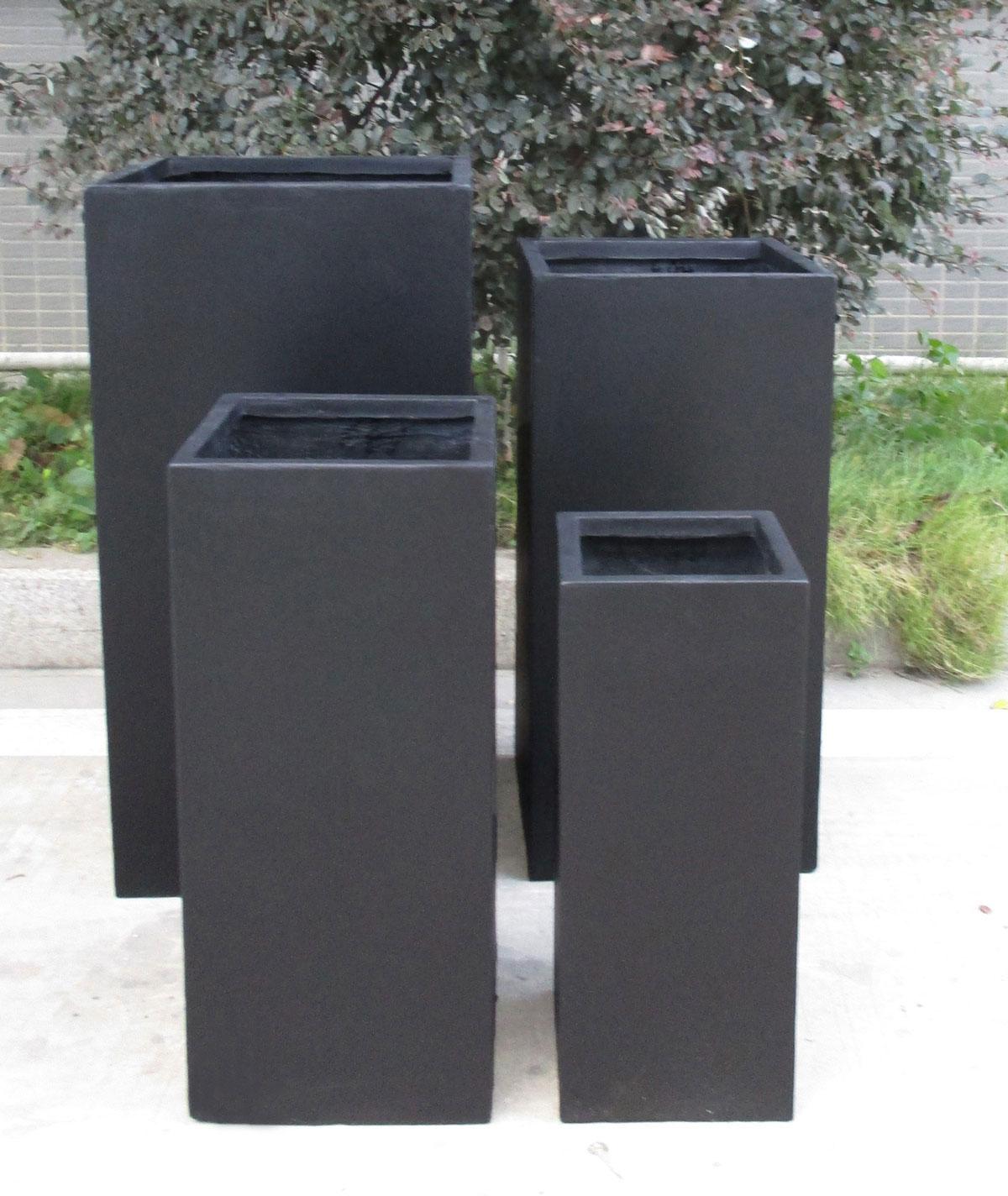 IDEALIST Lite Contemporary Faux Lead Light Concrete Garden Tall Square Planter, Outdoor Plant Pot H50 L21 W21 cm, 22L