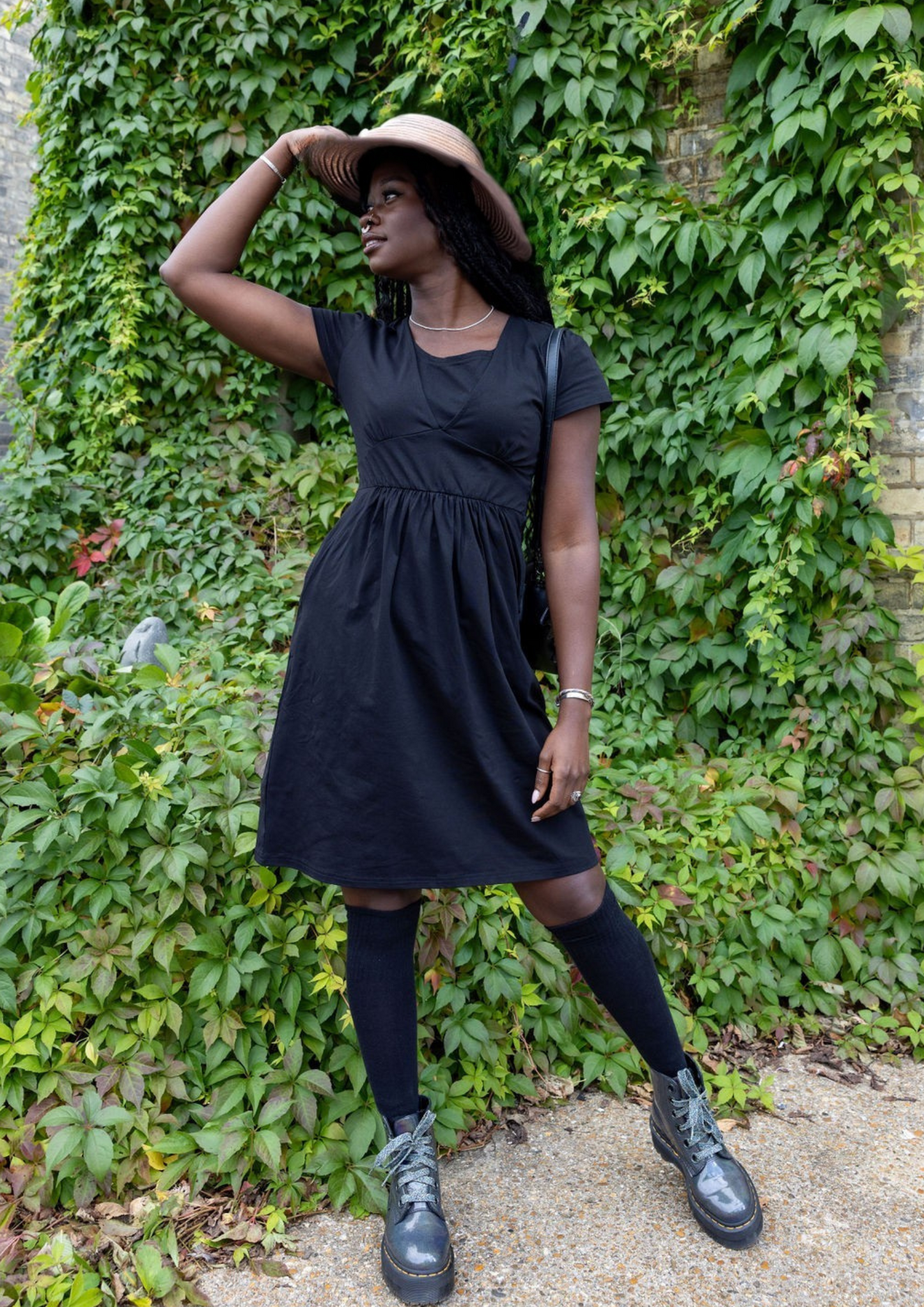 Black Cotton Breastfeeding Friendly Dress