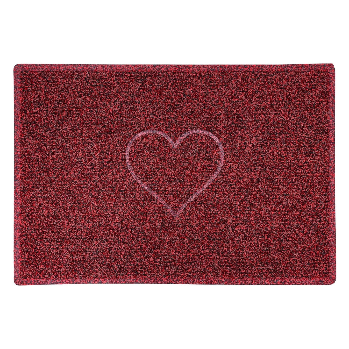 Embossed Heart Spaghetti Door Mat - Red & Black