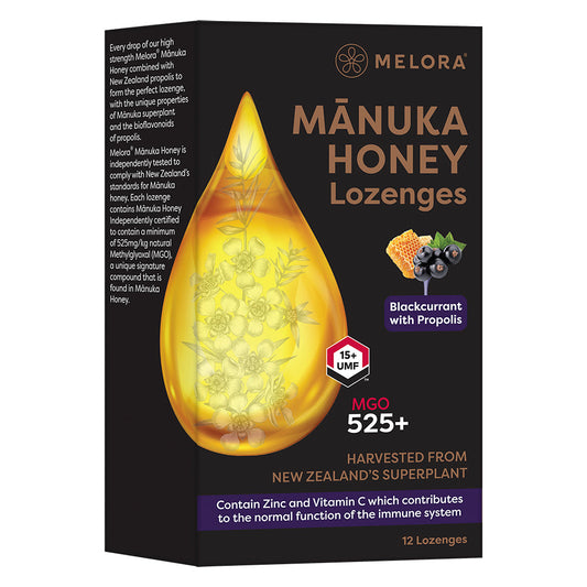 Manuka Honey 525 MGO, Propolis, Blackcurrant and Peppermint Lozenges