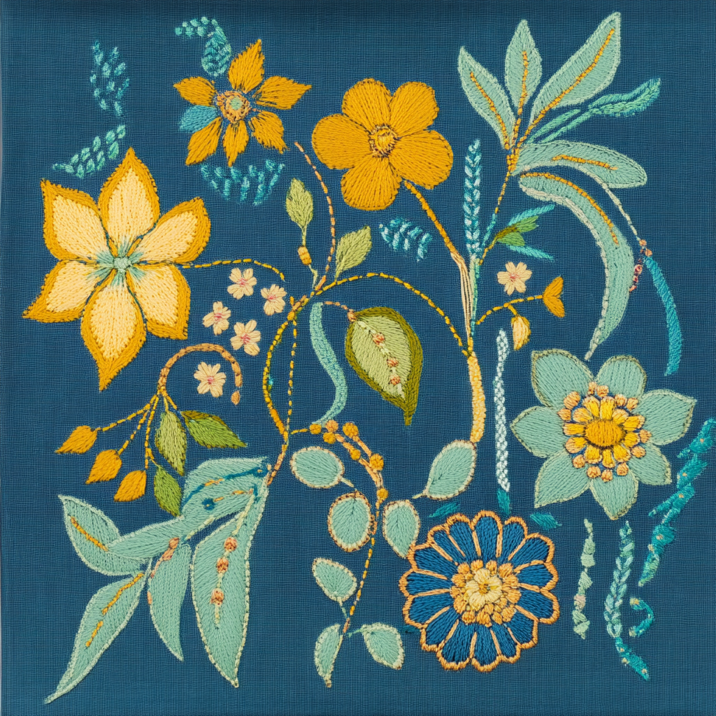 Blue Blossom Cotton Cushion