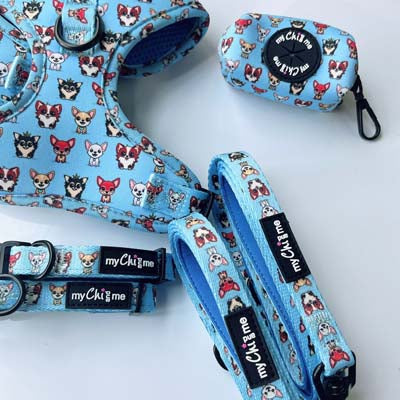 Blue Chihuahua Print Exclusive Designer Bow Tie by My Chi and Me