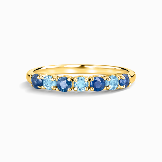 Blue Sapphire & Blue Topaz Half Eternity Band in 18K Gold Vermeil