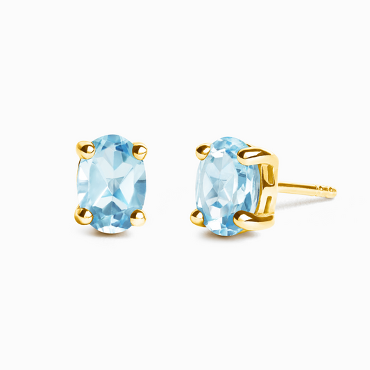 Blue Topaz Oval Stud Earrings in 18k Gold Vermeil