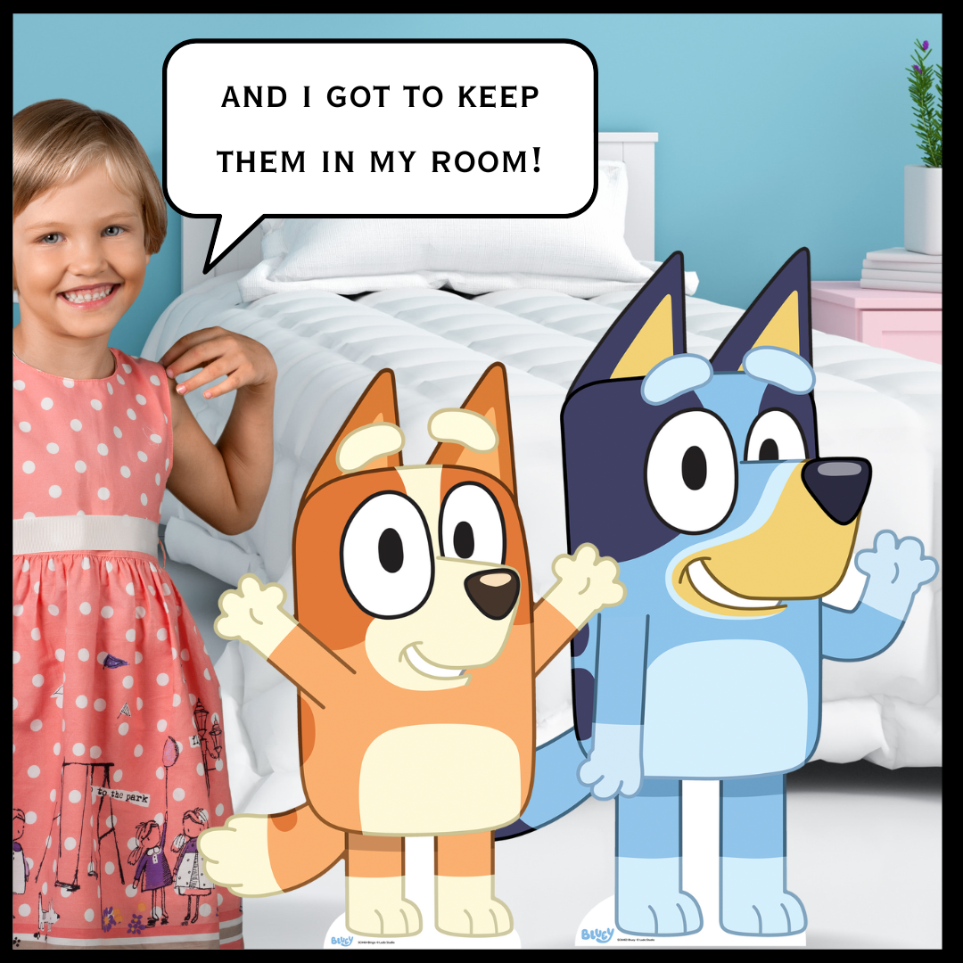 SC4571 Bluey and Friends Happy  Birthday Child Sized Backdrop Cardboard Cutout Height 132cm