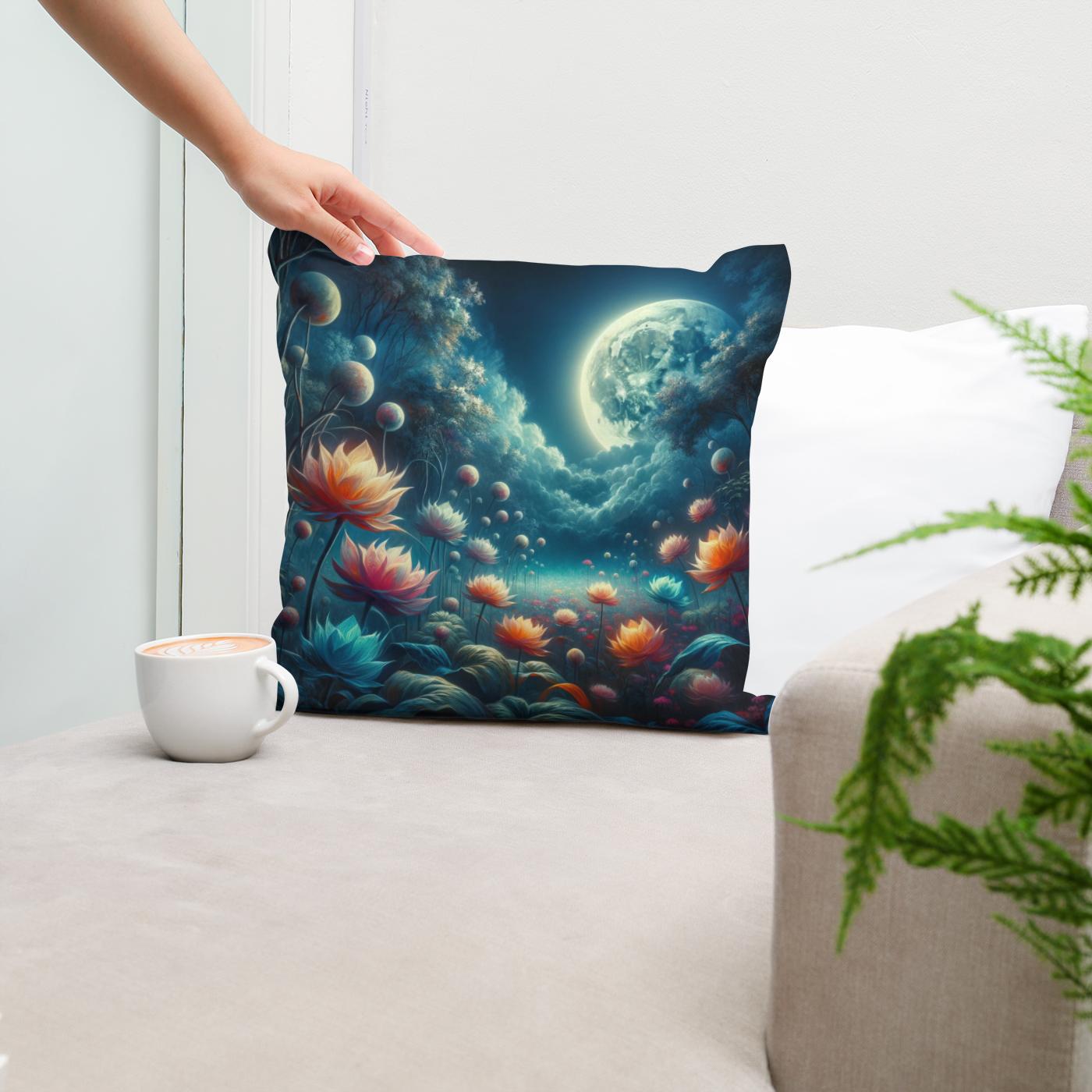 Mystic Moonlight Garden Cotton Cushion
