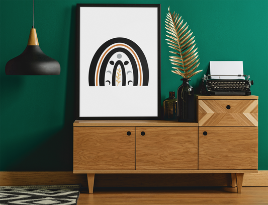 Boho Moon Rainbow Boho Hippie Simple Home Wall Decor Print