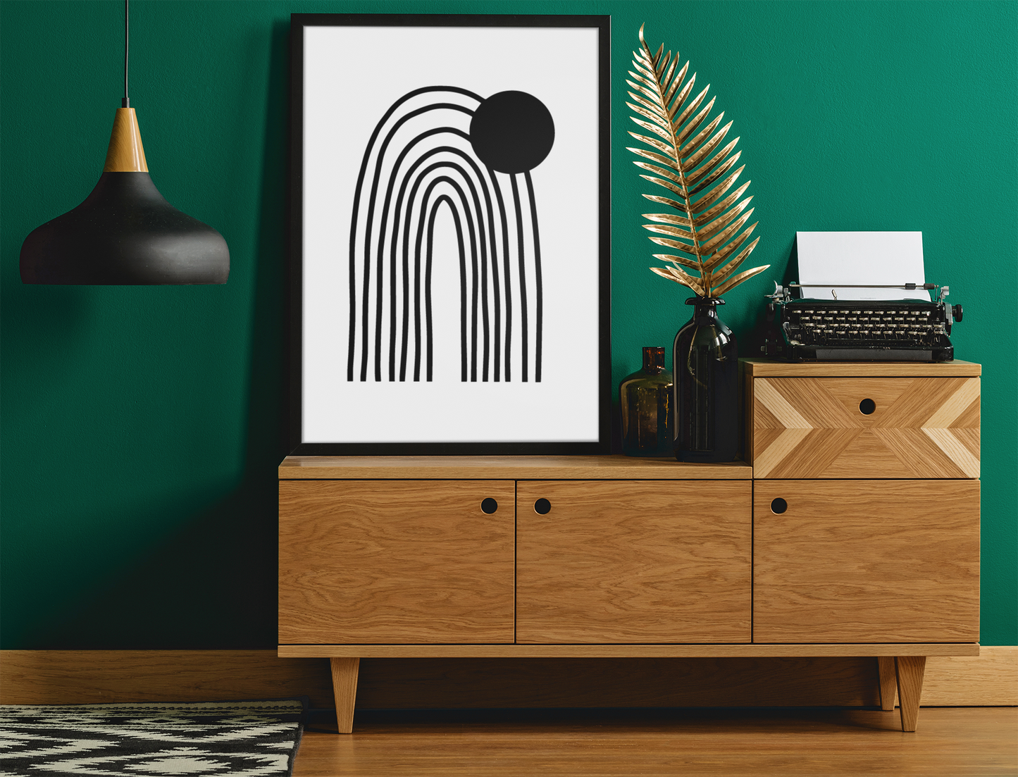 Boho Rainbow Sun Boho Hippie Simple Home Wall Decor Print