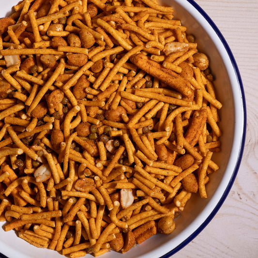 Bombay Mix - A Mix of Gram Flour Noodles, Peas, Peanuts & Lentils