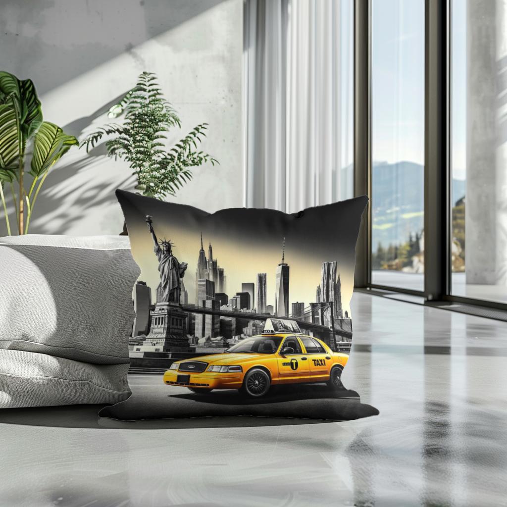 Yellow Cab in NYC Cotton Cushion