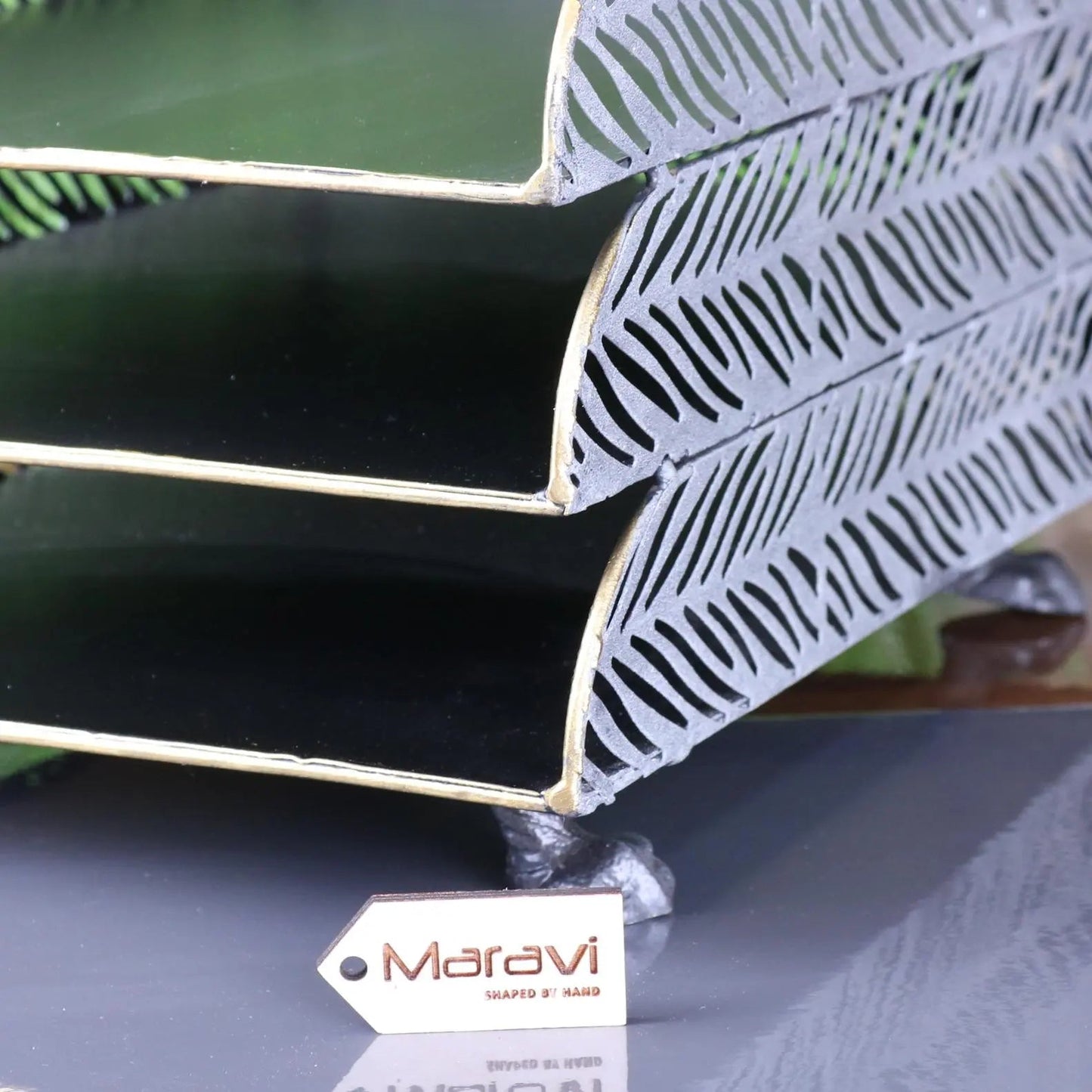 Borgal Leaf Design Metal Filing Trays