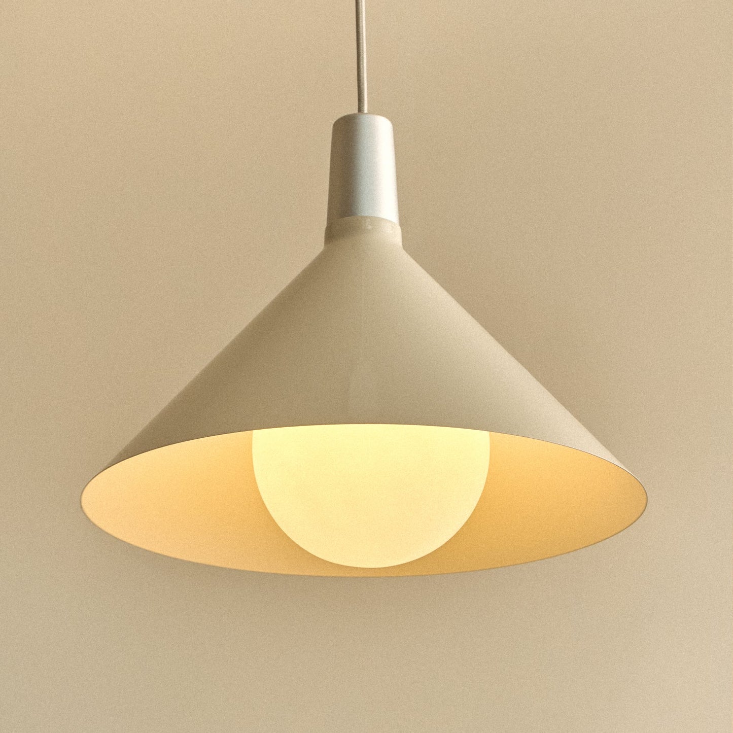 Bower Pendant Light Medium in Oyster White + Sphere IV