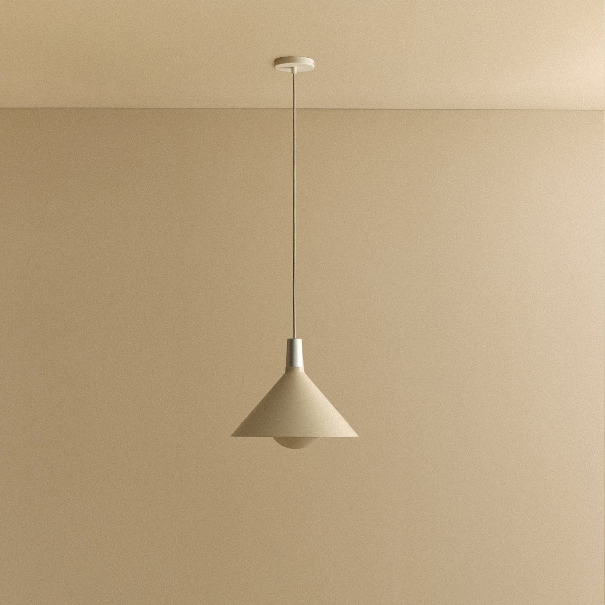Bower Pendant Light Medium in Oyster White + Sphere IV