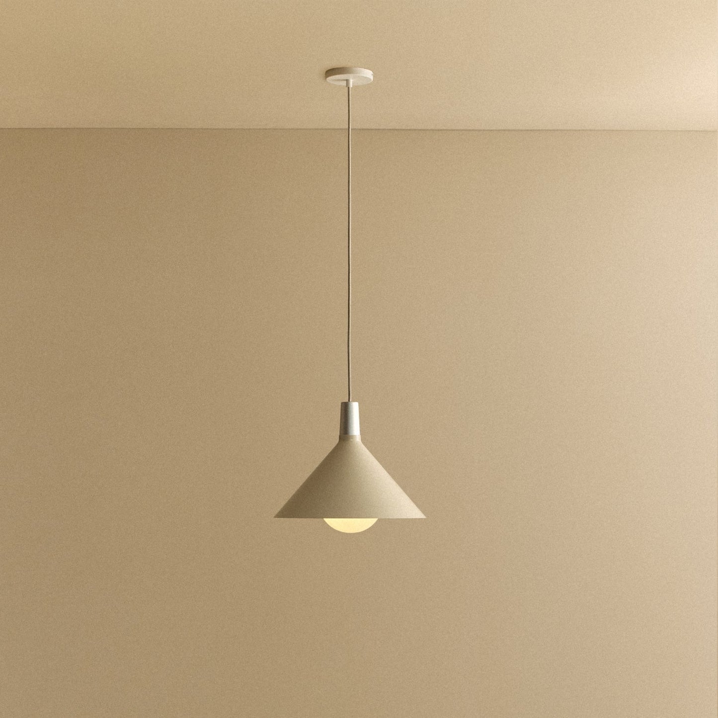 Bower Pendant Light Medium in Oyster White + Sphere IV