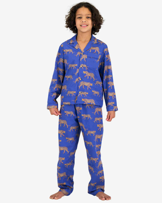 Boys Long Pyjamas - Yellow Cheetah