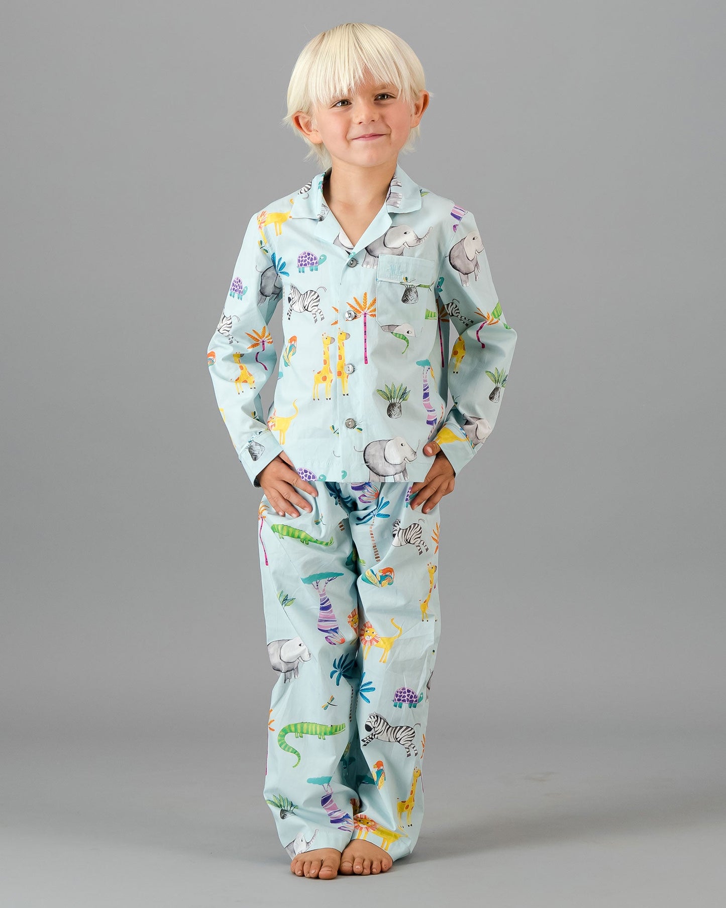 Boys Long Pyjamas - Safari Blue