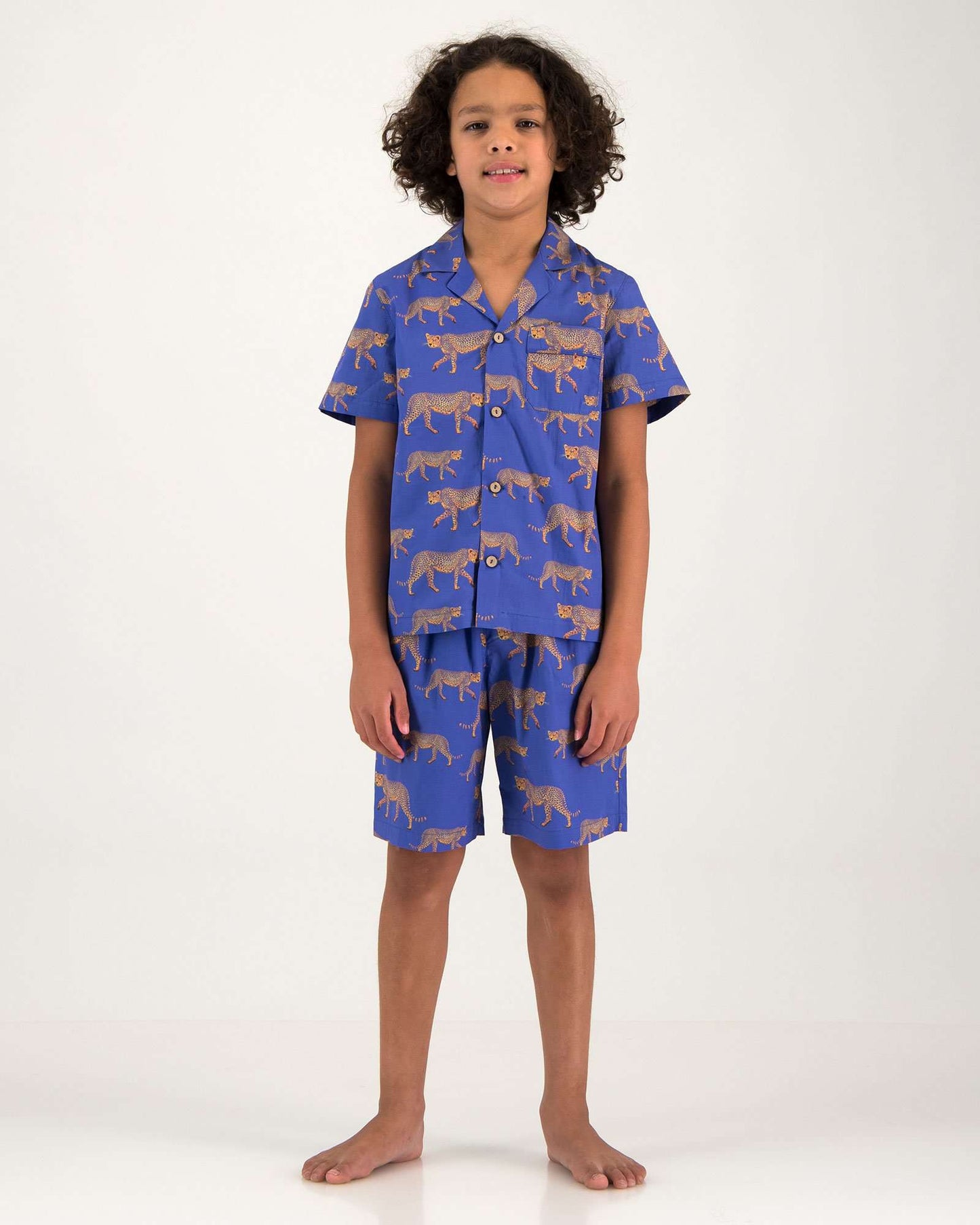 Boys Short Pyjamas - Blue Cheetahs