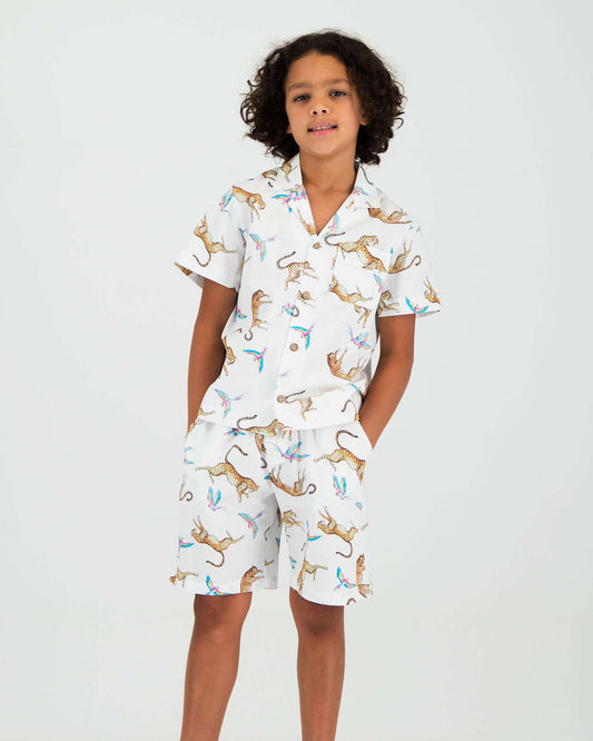 Boys Short Pyjamas - Playing Cheetahs