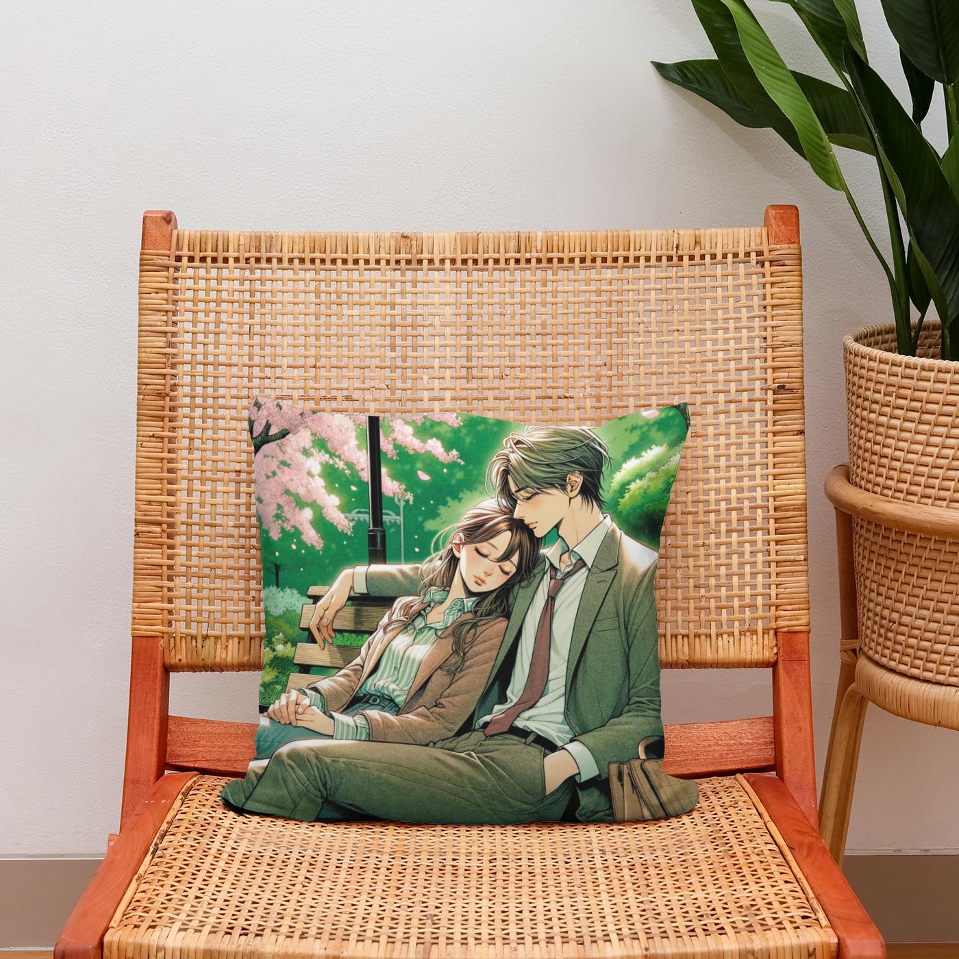 Cherry Blossom Embrace Cotton Cushion