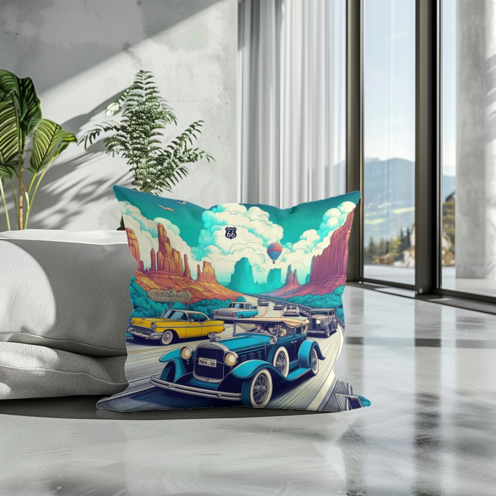 Retro Road Trip Cotton Cushion