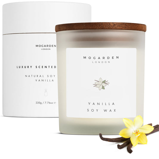 Luxury Vanilla Candle - Vanilla Amber Floral Soy 220g | Scented Candle Gift