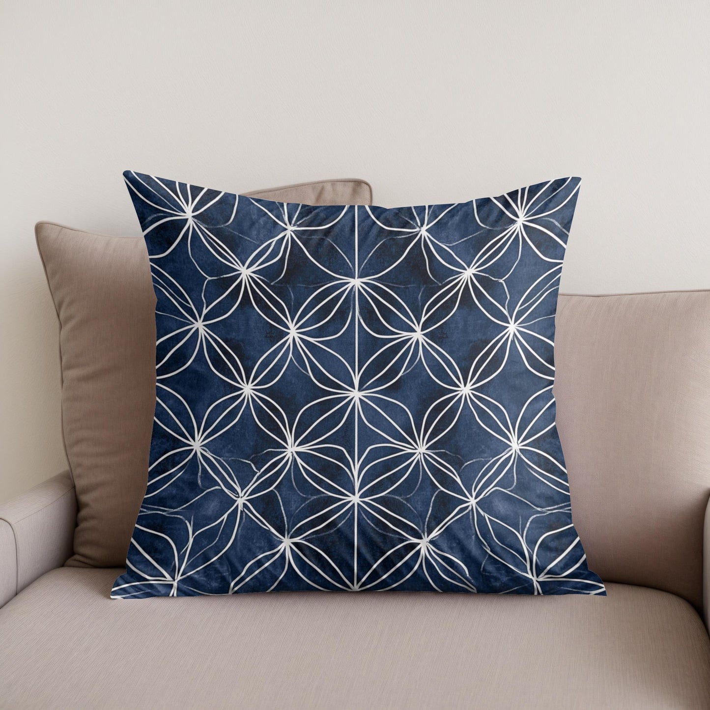 Indigo Geometric Harmony Cotton Cushion
