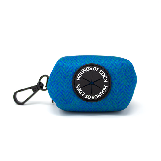 'Bruce' - Blue & Teal herringbone tweed effect Poop/Treat Bag Holder