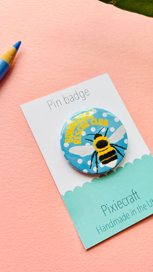 Bumblebee Rescue Club Badge or Magnet- Bee Gifts