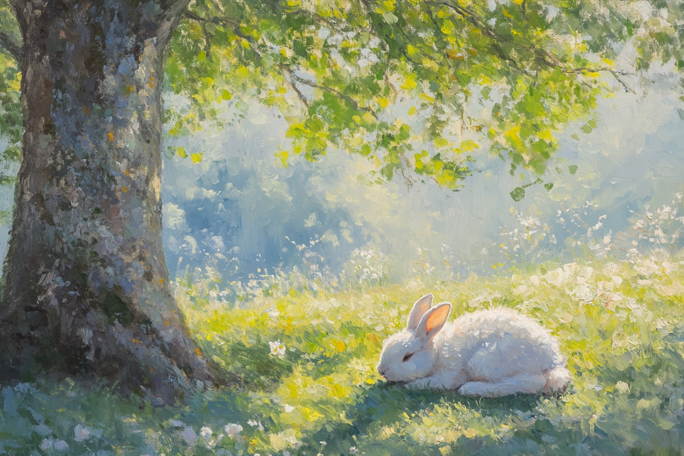 Bunny Under Spring Canvas