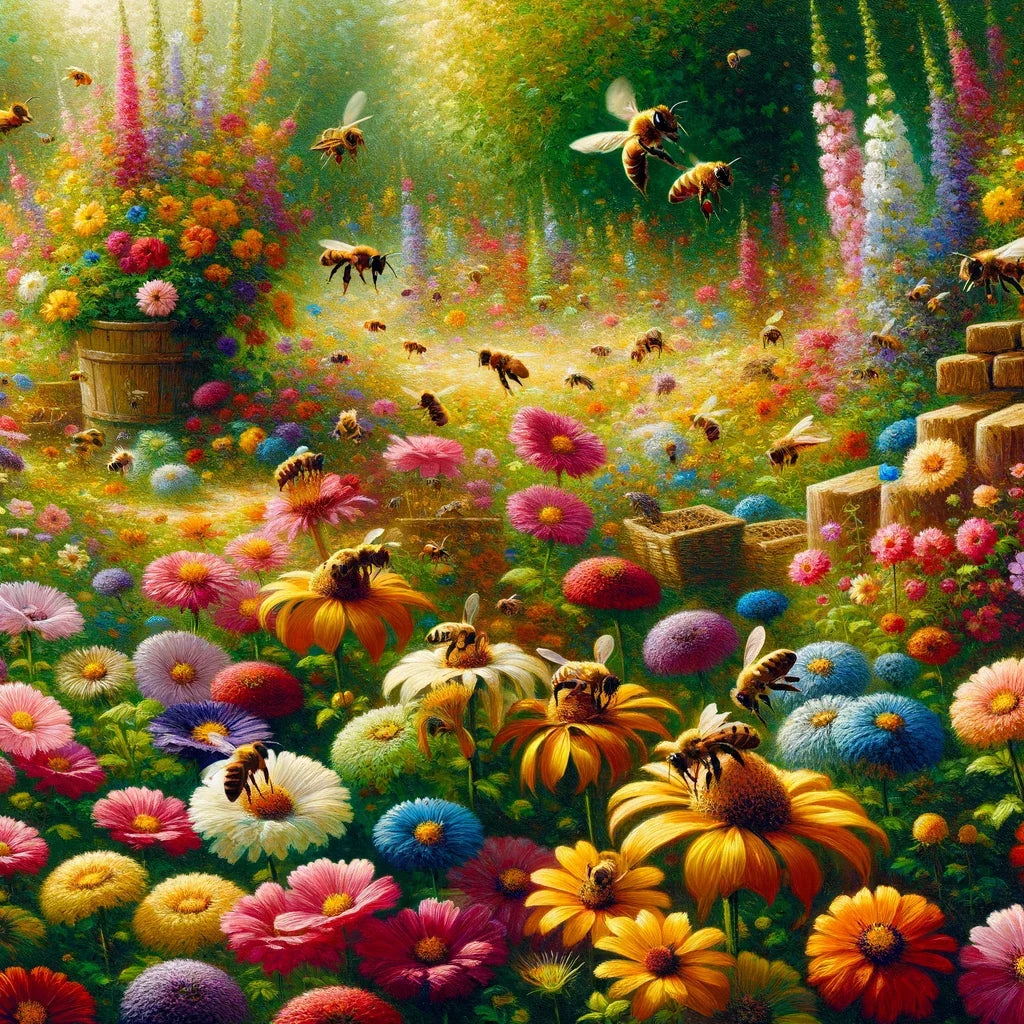 Bustling Garden Life Canvas