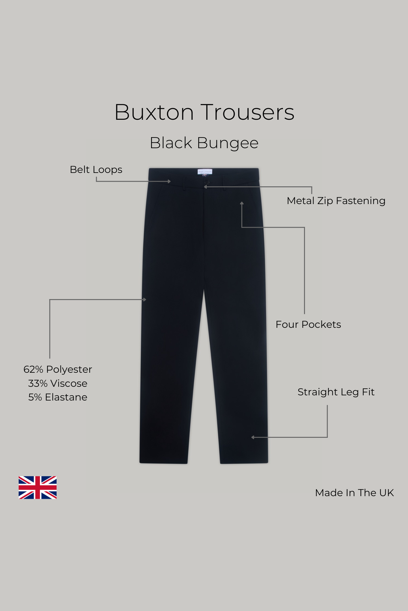 Buxton Trouser - Black Bungee