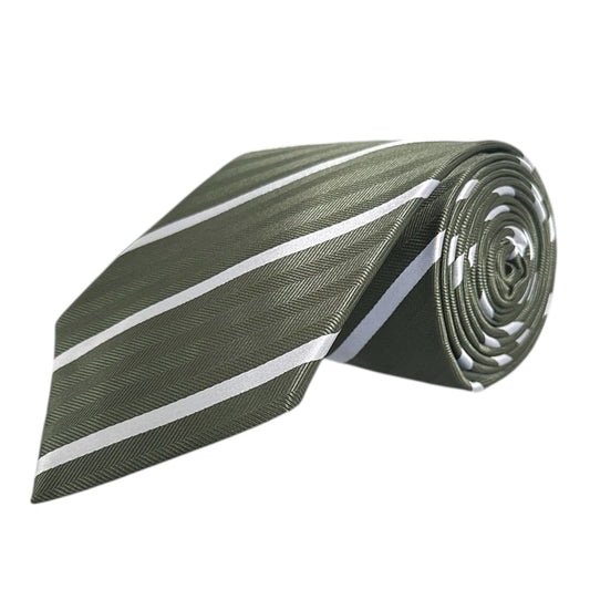 Khaki & White Stripe Tie - Hawksmoor Edit