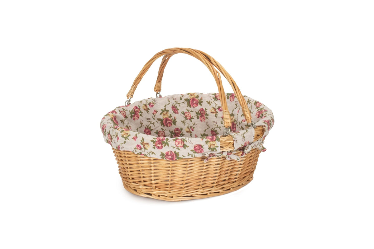 Large Swing Handle Shopper With Garden Rose Lining