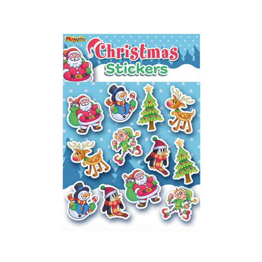 Children's Sheet of 12 Assorted Christmas Stickers for Ages 3 and Up