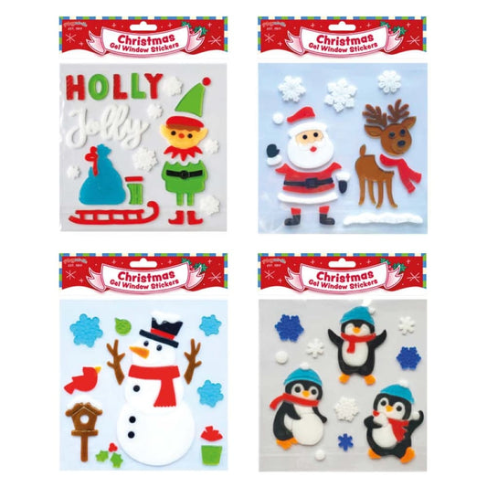 Pack of Christmas Gel Window Sticker Decorations - 4 Designs Available (1 will be sent at random)
